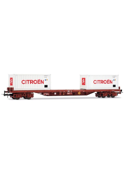JOUEF NCF, RS Typ 4-achsiger Plattformwagen, beladen mit 2 "CitroËn"-Containern von je 20 Fuß Länge