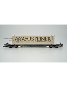 ARNOLD TOUAX, VAGÓN PORTACONTENEDORES DE 4 EJES, LIBREA GRIS, CON 1 CONTENEDOR 45´ "WARSTEINER" ESCALA TT