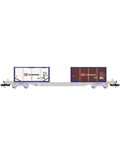 ARNOLD VAGÓN PORTACONTENEDORES DE 4 EJES,  CARGADO CON 2 CONTENEDORES CISTERNA “DB SCHENKER” ESCALA TT (1:120)