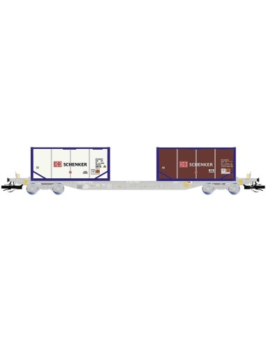 ARNOLD VAGÓN PORTACONTENEDORES DE 4 EJES,  CARGADO CON 2 CONTENEDORES CISTERNA “DB SCHENKER” ESCALA TT (1:120)