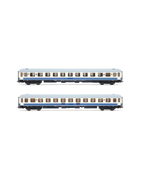 ELECTROTREN RENFE, SET DE 2 COCHES "ESTRELLA RÍAS BAJAS", Bc10x-12600 LITERAS, DECORACIÓN "LARGO RECORRIDO"