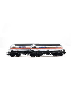 ELECTROTREN RENFE, SET DE 2 VAGONES CISTERNA DE 4 EJES PARA DIÓXIDO DE CARBONO "SALTRA" NUEVO TECHO 2