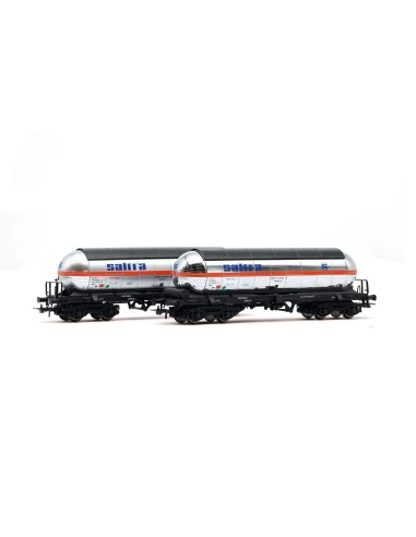 ELECTROTREN RENFE, SET DE 2 VAGONES CISTERNA DE 4 EJES PARA DIÓXIDO DE CARBONO "SALTRA" NUEVO TECHO