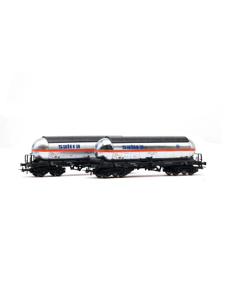 ELECTROTREN RENFE, SET DE 2 VAGONES CISTERNA DE 4 EJES PARA DIÓXIDO DE CARBONO "SALTRA" NUEVO TECHO