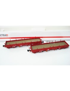 HOBBYTRAIN SNCF, SET DE 2 VAGONES DE MERCANCÍAS DE TELEROS/PLATAFORMA TIPO Remms 669