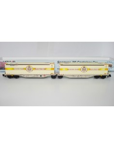 ROCKY-RAIL VAGÓN PORTACONTENEDORES ARTICULADO TIPO  Sggmrs 90, 6 EJES CON 2 CONTENEDORES 'WARSTEINER'