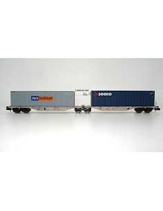 ROCKY-RAIL VAGÓN PORTACONTENEDORES ARTICULADO TIPO  Sggmrs 90, 6 EJES CON 2 CONTENEDORES  "P&O/NEDLLOYD-GESEACO"
