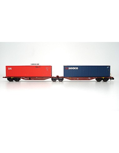 ROCKY-RAIL VAGÓN PORTACONTENEDORES ARTICULADO TIPO  Sggmrs 90, 6 EJES CON 2 CONTENEDORES "MSC-CAI"