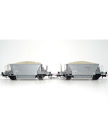 OS.KAR FS, SET AUS 2 ZWEIACHSIGEN SCHOTTERWAGEN (Bauart Fcc)