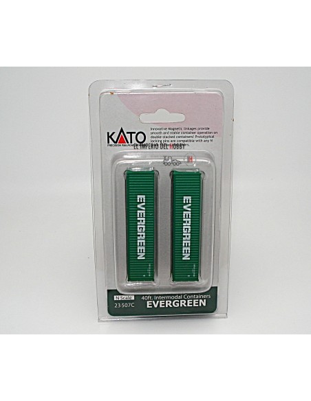 KATO SET DE 2 CONTENEDORES CORRUGADOS DE 40 PIES DE LA COMPAÑÍA "EVERGREEN"