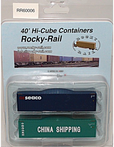 ROCKY-RAIL SET DE 2 CONTENEDORES, DE 40 PIES, TRANSPORTE MARÍTIMO "GESEACO-CHINA SHIPPING"