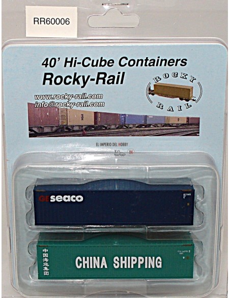 ROCKY-RAIL SET DE 2 CONTENEDORES, DE 40 PIES, TRANSPORTE MARÍTIMO "GESEACO-CHINA SHIPPING"