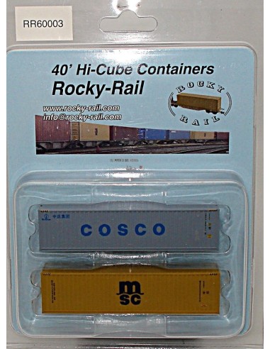 ROCKY-RAIL SET DE 2 CONTENEDORES, DE 40 PIES, TRANSPORTE MARÍTIMO "COSCO-MSC"