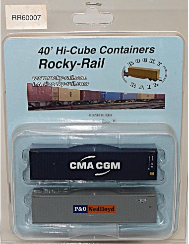 ROCKY-RAIL SET DE 2 CONTENEDORES, DE 40 PIES, TRANSPORTE MARÍTIMO "CMA CGM-P&O NEDLLOYD"