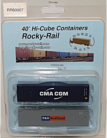 ROCKY-RAIL SET DE 2 CONTENEDORES, DE 40 PIES, TRANSPORTE MARÍTIMO "CMA CGM-P&O NEDLLOYD"
