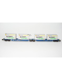 HOBBYTRAIN DB AG, VAGÓN PORTA-CONTENEDORES ARTICULADO DE 6 EJES TIPO Sggmrs 715 "GREEN CARGO"