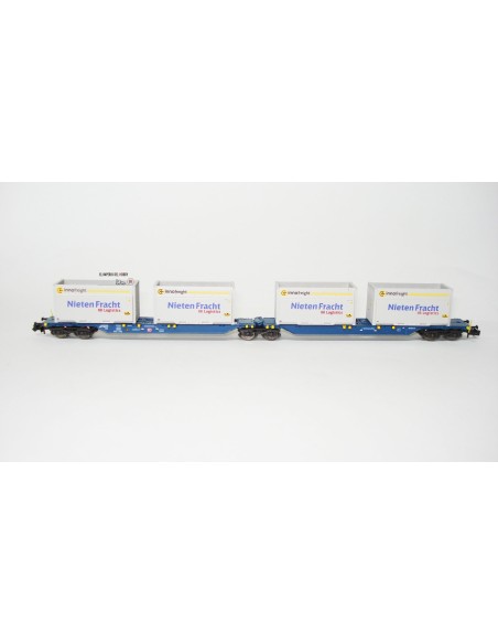 HOBBYTRAIN DB AG, VAGÓN PORTA-CONTENEDORES ARTICULADO DE 6 EJES TIPO Bauart Sggmrs 715 "NIETEN FRACHT"