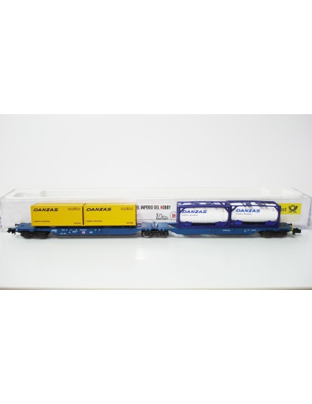 HOBBYTRAIN DB, VAGÓN PORTA-CONTENEDORES ARTICULADO DE 6 EJES TIPO Sggnos 715 "DANZAS"