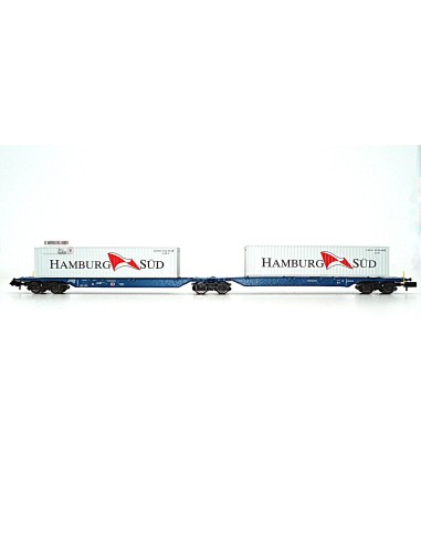 HOBBYTRAIN DB, VAGÓN CONTENEDOR ARTICULADO DE 6 EJES TIPO Sggnos 715 "HAMBURG SÜD"
