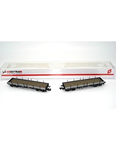 HOBBYTRAIN DB, SET DE 2 VAGONES PLATAFORMA CON TELEROS TIPO Remms 665