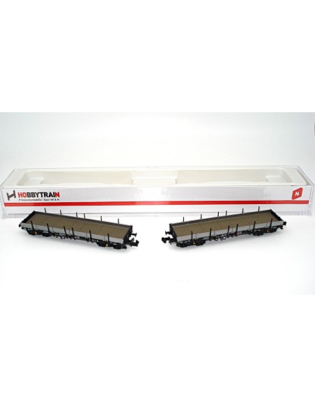 HOBBYTRAIN DB, SET DE 2 VAGONES PLATAFORMA CON TELEROS TIPO Remms 665