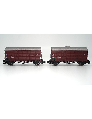 HOBBYTRAIN DB, SET OF 2 CLOSED FREIGHT WAGONS, TYPE Glms "Oppeln"