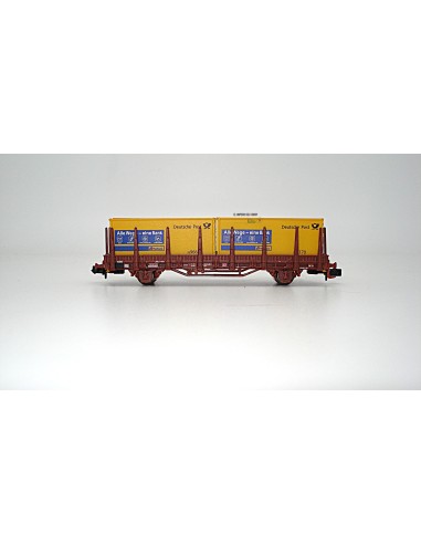HOBBYTRAIN DB, Flachwagen mit Rungen, Bauart Kbgs 442 „Postbank“