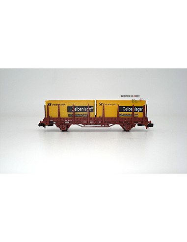 HOBBYTRAIN DB, Type Kbgs 442 flat freight wagon with stakes, "POSTBANK" livery