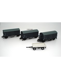 HOBBYTRAIN NS, SET DE 3 VAGONES DE MERCANCÍAS Y UN VEHÍCULO COMPLEMENTARIO