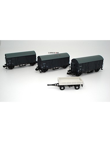 HOBBYTRAIN NS, SET DE 3 VAGONES DE MERCANCÍAS Y UN VEHÍCULO COMPLEMENTARIO