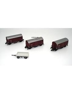 HOBBYTRAIN DRG, SET DE 3 VAGONES DE MERCANCÍAS Y UN VEHÍCULO COMPLEMENTARIO
