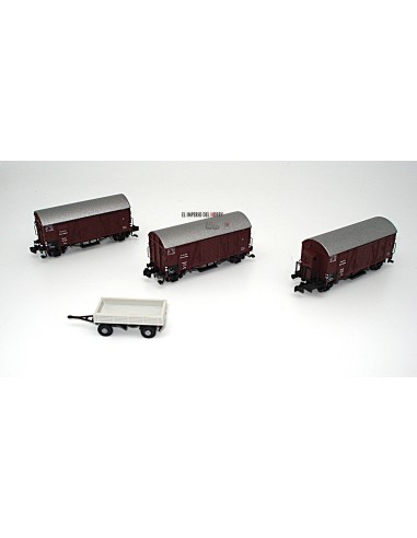 HOBBYTRAIN DRG, SET DE 3 VAGONES DE MERCANCÍAS Y UN VEHÍCULO COMPLEMENTARIO