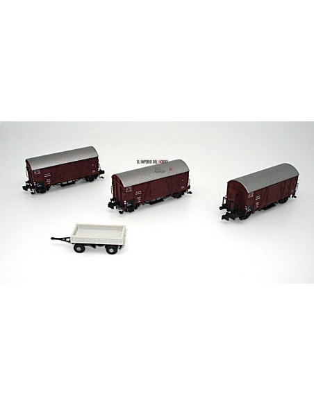 HOBBYTRAIN DRG, SET DE 3 VAGONES DE MERCANCÍAS Y UN VEHÍCULO COMPLEMENTARIO