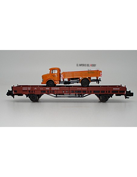 HOBBYTRAIN DB, 2-ACHSIGER FLACHWAGEN MIT FAHRZEUGBELADUNG