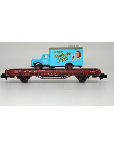 HOBBYTRAIN DB, 2-achsiger Flachwagen mit Fahrzeugbeladung