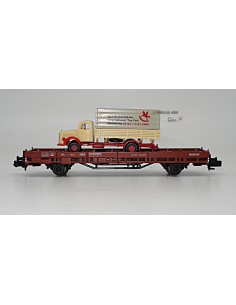 HOBBYTRAIN DB, 2-achsiger Flachwagen mit Fahrzeugbeladung