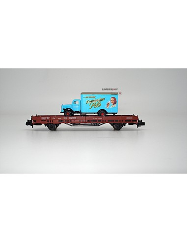 HOBBYTRAIN DB, 2-achsiger Flachwagen mit Fahrzeugbeladung
