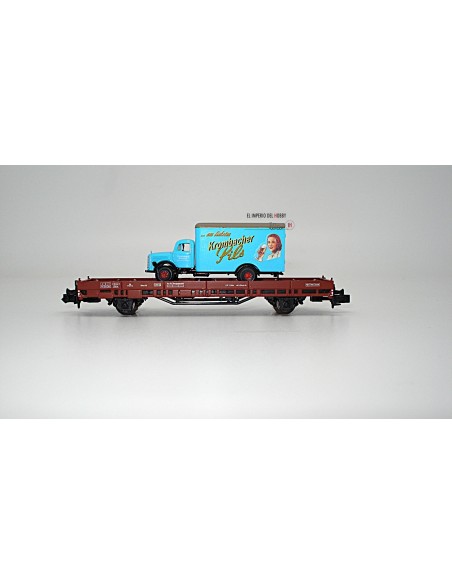 HOBBYTRAIN DB, 2-achsiger Flachwagen mit Fahrzeugbeladung