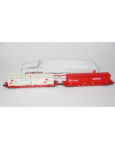 HOBBYTRAIN 2 CONTAINER-CARRIER WAGONS "CARGO RAILION - WANDT"