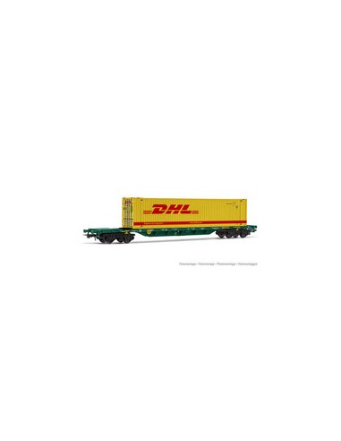 RIVAROSSI CEMAT, Sgnss 4 ACHSEN CONTAINER WAGEN MIT 45'' CONTAINER "DHL"