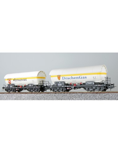 ESU-PULLMAN 2-PIECE GAS TANK CAR SET ZAG 620 Westfalen-Gas & DrachenGas FROM THE DB