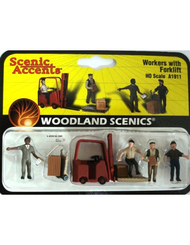 WOODLAND SCENICS FORKLIFT WITH WORKERS