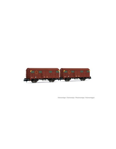 ARNOLD RENFE, SET OF 2 CLOSED WAGONS WITH 2 AXLES J2, ORIGINAL DECORATION