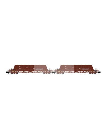 ARNOLD RENFE, SET OF 2 FAOOS 4-AXLE HOPPER WAGONS, BROWN "TRANSFESA" DECORATION