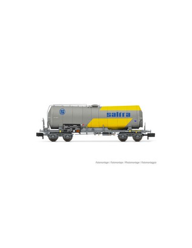ARNOLD RENFE, ISOLATED 4-AXLE TANK WAGON FOR HYDROGEN CYANIDE, YELLOW/GRAY DECORATION, "SALTRA"