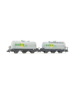 ARNOLD RENFE, SET OF 2 3-AXLE TANK CARS, "KOIPE" GREY...
