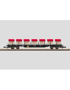 MÄRKLIN 4-AXLE RENS-TYPE WAGON WITH LOW SIDES AND STAKES