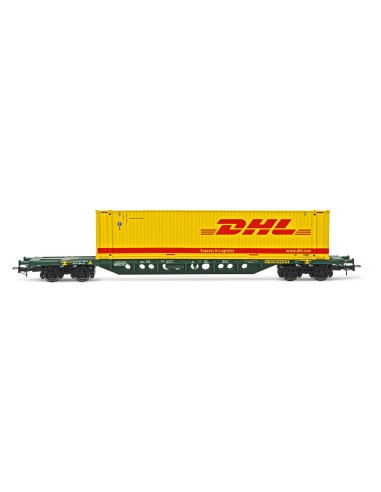 RIVAROSSI CEMAT, VAGÓN PORTACONTENEDORES DE 4 EJES Sgnss CON CONTENEDOR DE 45´"DHL"