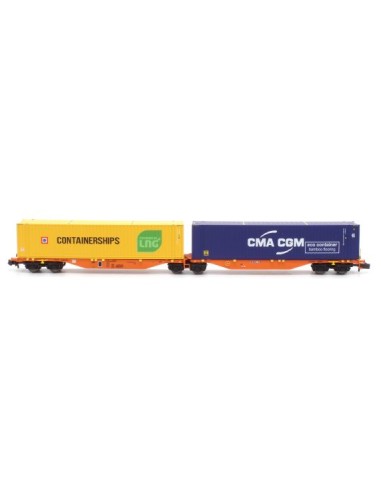 MFTRAIN PLATAFORMA DOBLE ARTICULADA DE CONTENEDORES Sggmrss 90' CONTINENTAL RAIL WASCOSA