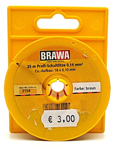 BRAWA CABLE DE CONEXIÓN DE 0,14 mm² EN BOBINA DESENROLLABLE DE 25 m, MARRÓN